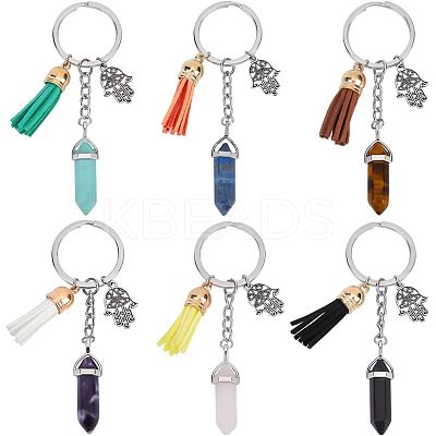 Synthetic & Natural Gemstone Bullet Keychain KEYC-NB0001-43-1