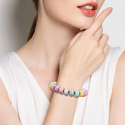 100Pcs UV Plating Rainbow Iridescent Acrylic European Beads MACR-PA0001-27-1