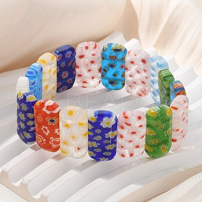 Handmade Millefiori Lampwork Beaded Stretch Bracelets for Men Women BJEW-G738-01C-14-1