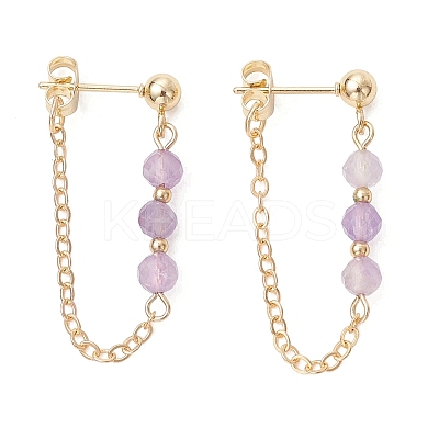 4 Pairs 4 Styles Natural Agate & Amethyst & Apatite & Green Aventurine Dangle Stud Earrings EJEW-TA00801-1