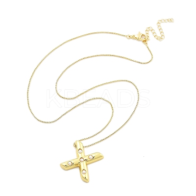 Brass & Plastic Pearl Letter Pendant Box Chain Necklaces for Women LS-NJEW-U017-01G-24-1