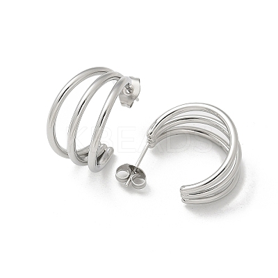 304 Stainless Steel Triple C-Shaped Stud Earrings for Women EJEW-C096-68P-02-1