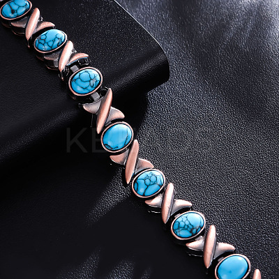 Zinc Alloy & Synthetic Turquoise  Link Chain Bracelets FS-WGDAAA9-03-1