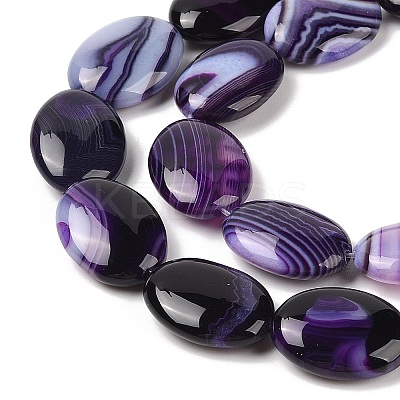 Natural Striped Agate/Banded Agate Beads Strands G-Q182-01G-1