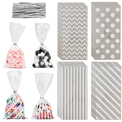 100Pcs 4 Styles Rectangle Plastic Candy Bags ABAG-WH20013-19C-1