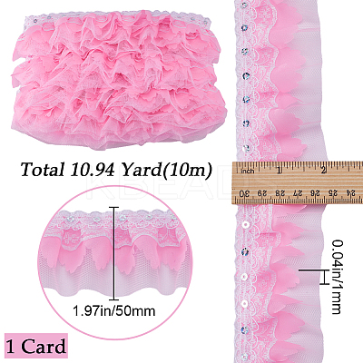 10M Polyester Flower Lace Ribbon with Paillettes OCOR-GF0003-34B-1