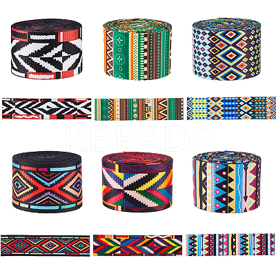 6Pcs 6 Colors Polyester Ribbons OCOR-FH0001-48B-1