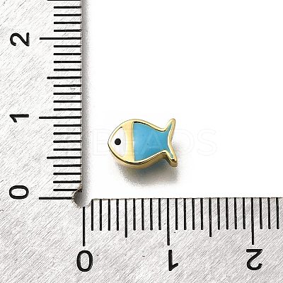 Brass Enamel Beads KK-P295-47G-01-1
