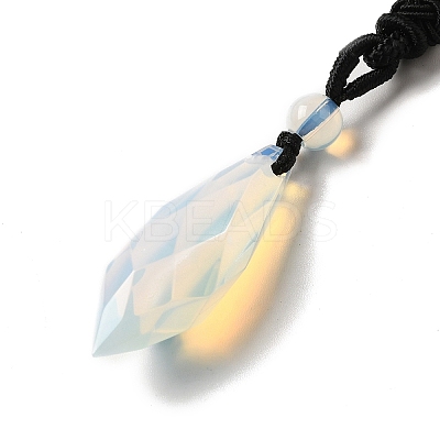 Cone Natural & Synthetic Mixed Gemstone Pendant Necklace with Nylon Rope for Women G-H286-08-1
