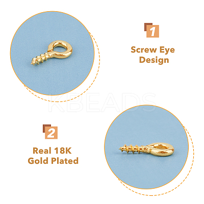 200Pcs Brass Screw Eye Pin Peg Bails KK-HY0003-40-1