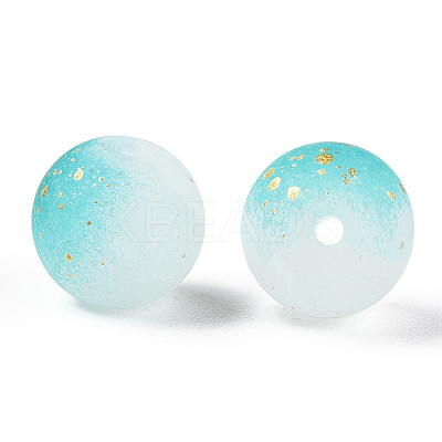 Frosted Baking Paint Crackle Glass Beads with Glitter Powder X1-DGLA-T004-01G-1