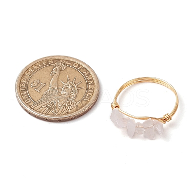 3Pcs Natural Rose Quartz Bead Finger Ring RJEW-JR00855-03-1