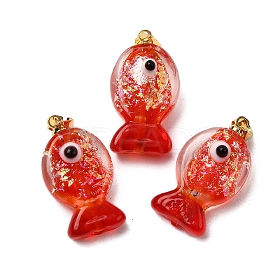 Handmade Dichroic Foil Lampwork Pendants X2-DICH-G001-01G-03-1