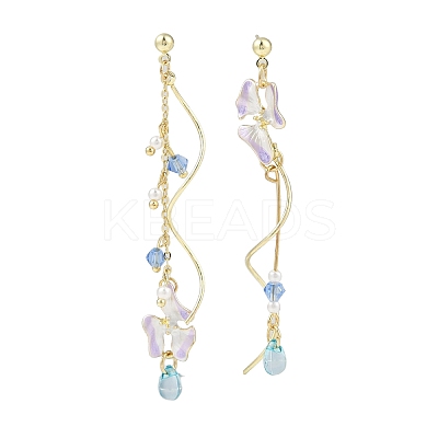 Asymmetrical Golden Alloy Enamel  Stud Earrings EJEW-Z061-01G-02-1
