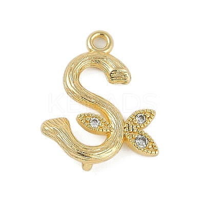 Brass Crystal Rhinestone Letter Links Connector Charms KK-S395-06G-S-1