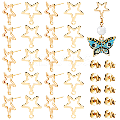 30Pcs 201 Stainless Steel Stud Earring Findings STAS-BBC0010-25-1