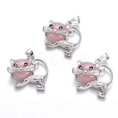Natural & Synthetic Mixed Stone Kitten Pendants G-J386-C-1