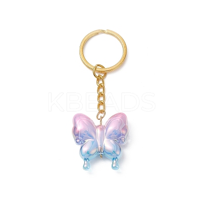 Butterfly UV Plating Rainbow Iridescent Acrylic Pendant Keychain KEYC-JKC00485-1