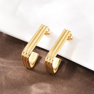 304 Stainless Steel Trapezoid Stud Earrings EJEW-P324-13G-1