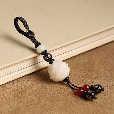 Carved Bodhi Lotus Flower Pendant Decorations PW-WG6F78B-03-1