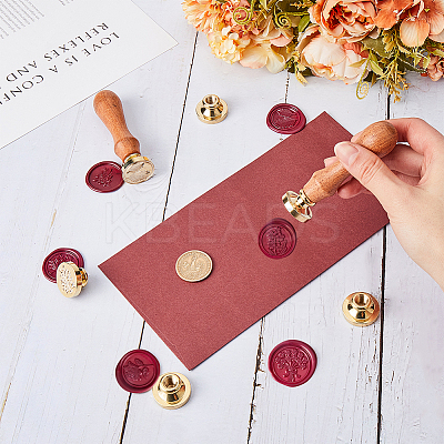6 Styles Golden Tone Brass Wax Seal Stamp Head AJEW-CP0007-50C-01-1