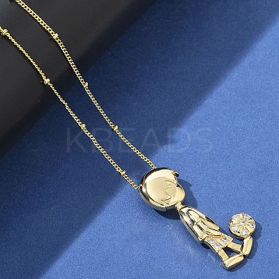Brass Micro Pave Clear Cubic Zirconia Pendant Necklaces NJEW-M084-01G-01-1