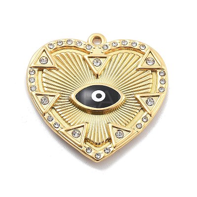 304 Stainless Steel Enamel Rhinestone Pendants RESI-R155-020G-01-1
