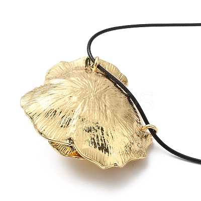 Zinc Alloy Rose Flower Pendant Necklace with Leather Cords NJEW-D044-01KCG-1