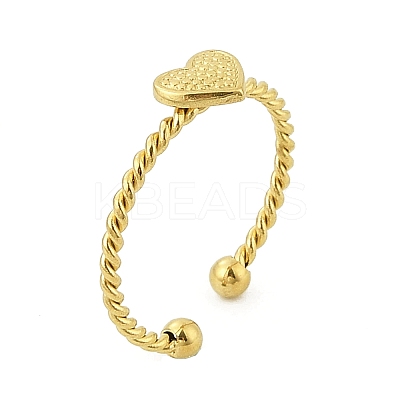 Heart 304 Stainless Steel Open Cuff Rings for Women LS-RJEW-G338-14G-1