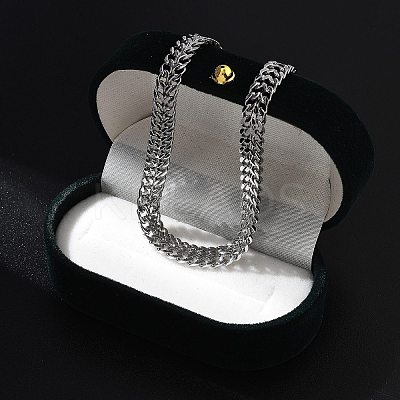 304 Stainless Steel Wheat Chain Necklaces for Women NJEW-U019-01P-1