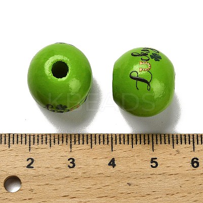 St. Patrick's Day Series Printed Schima Wood European Beads WOOD-V002-01K-1