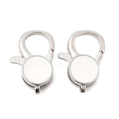 Flat Round Brass Enamel Lobster Claw Clasps KK-Z147-02P-01B-1
