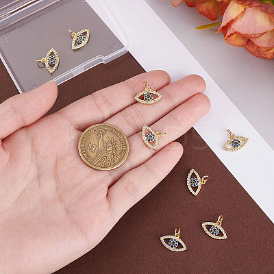 8Pcs Rack Plating Brass Cubic Zirconia Pendants KK-BBC0023-62-1
