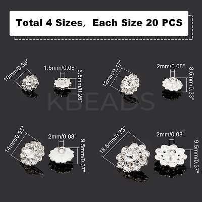 80Pcs 4 Style Alloy Rhinestone Shank Buttons DIY-GA0003-58-1