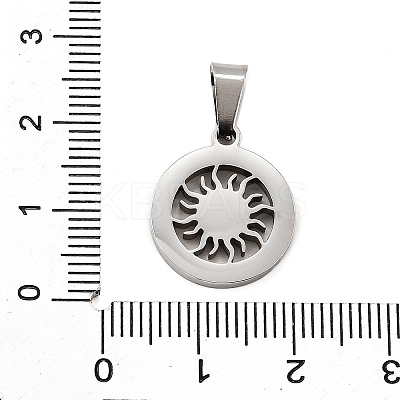 Flat Round with Sun 304 Stainless Steel Pendants STAS-M121-14P-1