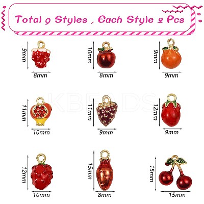 18Pcs Mixed Enamel Fruits Charms Pendant Imitation Fruit Charm Colorful Alloy Enamel Pendant for Jewelry Necklace Bracelet Earring Making Crafts JX186A-1