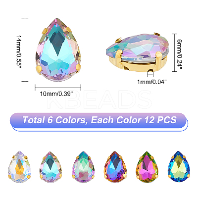 72Pcs 6 Colors Glass Beads GLAA-DC0001-04-1
