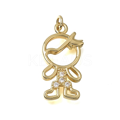 Brass Micro Pave Clear Cubic Zirconia Pendants CU-CBA637A-06G-A-1