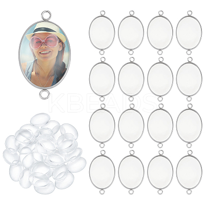 30Pcs 304 Stainless Steel Cabochon Connector Settings STAS-UN0063-27-1