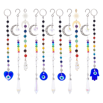 3 Sets 3 Style Alloy & Lampwork Dowsing Pendulum Pendant Decorations HJEW-GA0001-38-1