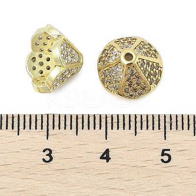 Brass Micro Pave Cubic Zirconia Bead Cap KK-K297-42G-1