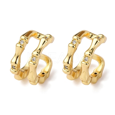 Brass Micro Pave Clear Cubic Zirconia Two-layer C-Shaped Cuff Earrings EJEW-D328-05G-01-1