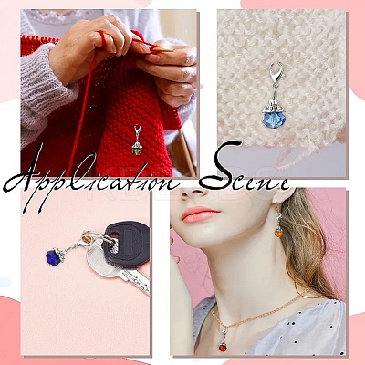 10Pcs 10 Colors Teardrop Glass & Alloy Pendant Decoration HJEW-YW00037-1