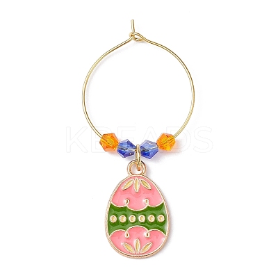 Easter Egg Alloy Enamel Wine Glass Charms AJEW-JO00204-01-1