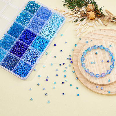 3315Pcs 15 Colors Glass Round Seed Beads SEED-DC0001-05-1