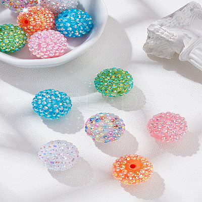 12Pcs 6 Colors Resin Rhinestone Beads RESI-LP0001-11-1
