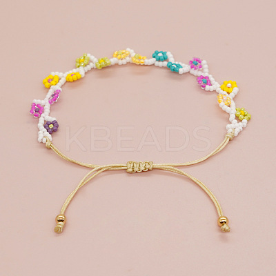 Handmade Glass Seed Bead Woven Flower Braided Bracelets RV1845-1