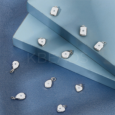 12Pcs 3 Styles Brass Micro Pave Clear Cubic Zirconia Pendants ZIRC-BBC0003-53-1