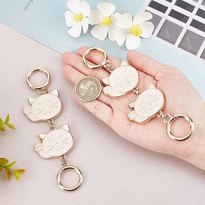 Alloy Enamel Cat Link Chains for Purse Chains PURS-WH0001-40-1