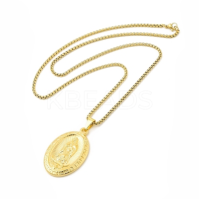 Stainless Steel Virgin Mary Pendant Necklace with Box Chains for Women LS-NJEW-E066-01G-1